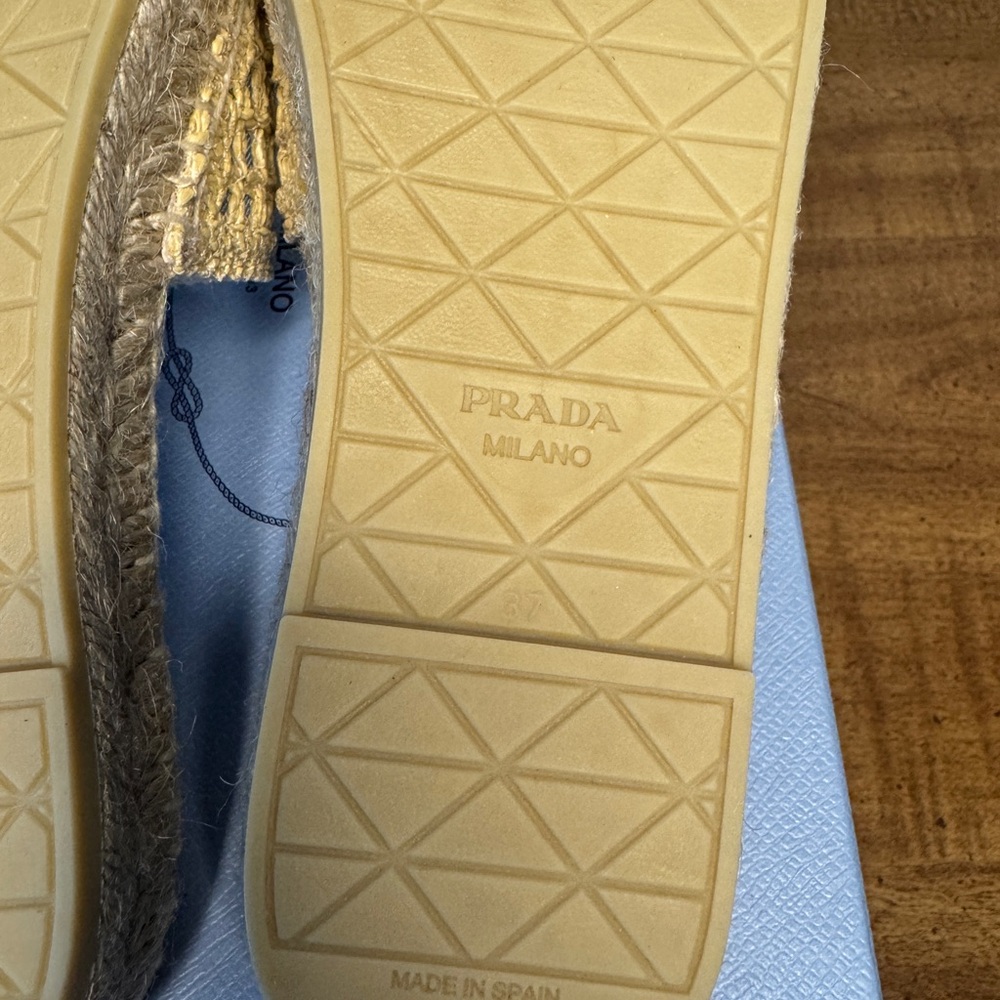 Prada Tan Espadrille Shoes with Intricate Woven Design - Picture 10 of 12